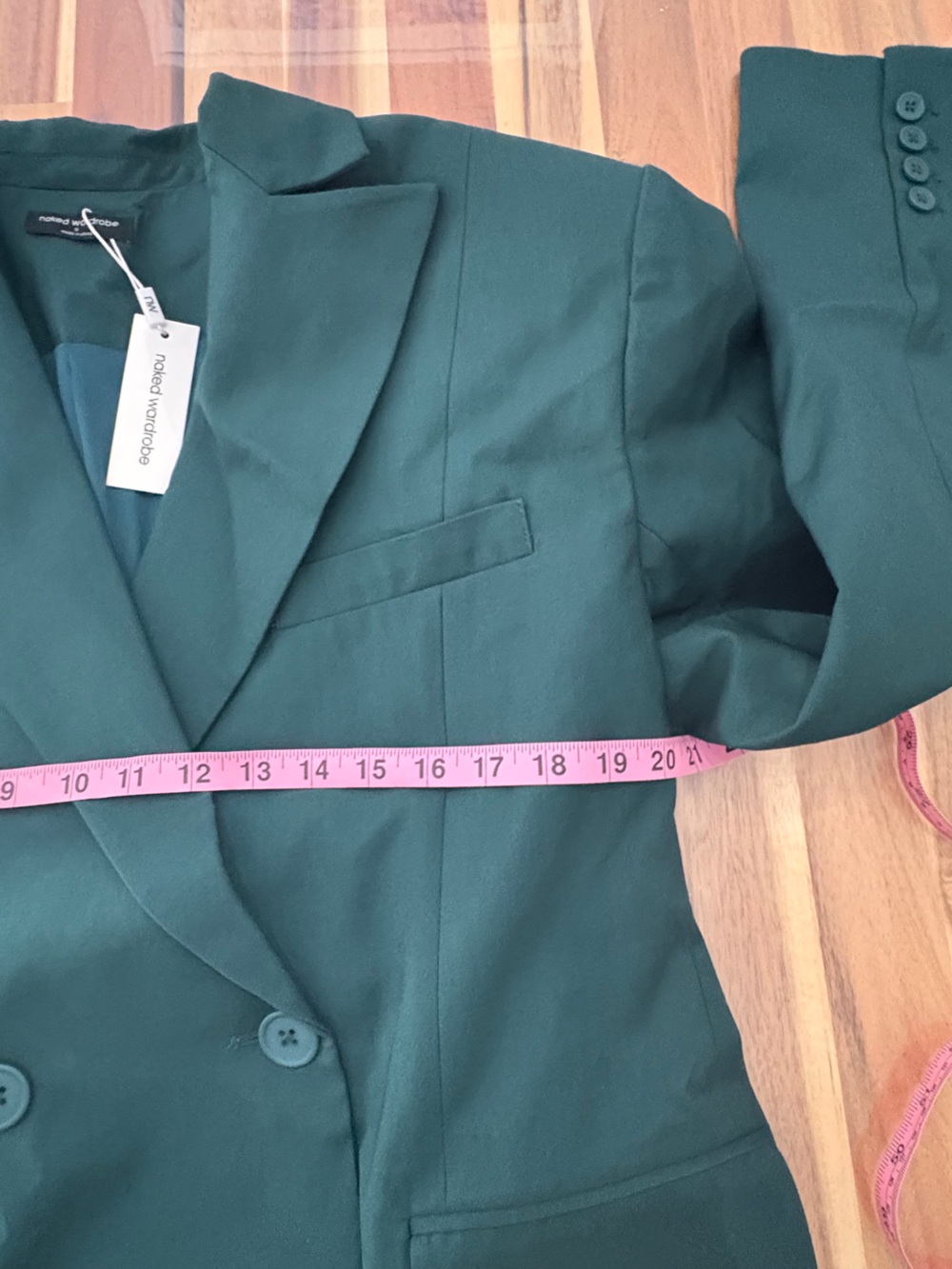 NWT Naked Wardrobe Sz M Oversize Long Sleeve Blazer Dress Deep Teal Blue - Picture 5 of 10